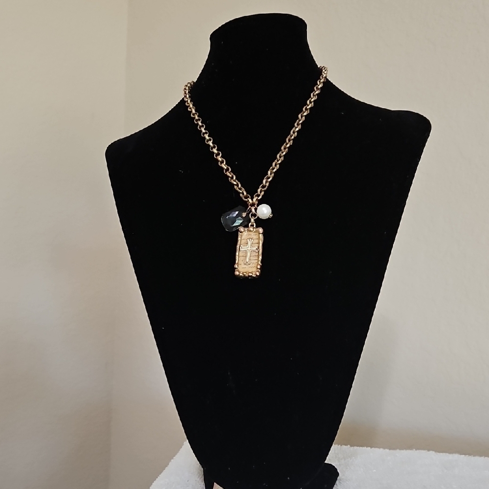 Gold and Black Pendant Necklace